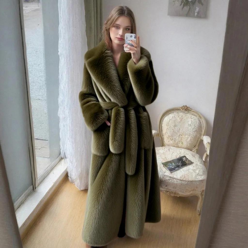 เสื้อโค้ทขนเฟอร์เทียมขนาดใหญ่สำหรับผู้หญิง เสื้อแจ็คเก็ตขนยาวหลวมๆ เสื้อคลุมขนหนานุ่ม เสื้อพาร์กาสำหรับผู้หญิง เสื้อผ้าผู้หญิง ฤดูใบไม้ร่วง ฤดูหนาว 2025