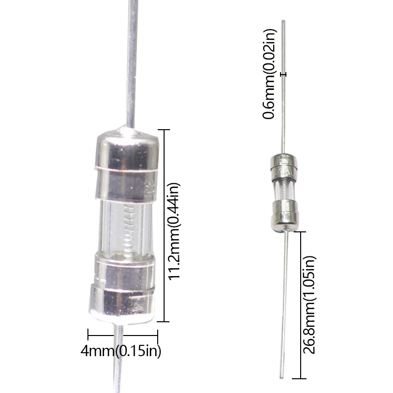 【10PCS】3.6X10mm Fast-Blow Glass Tube Fuse  With Pin 0.5A 1A 1.5A 2A 3A 3.15A 4A 5A 6.3A 8A 10A AMP 250V