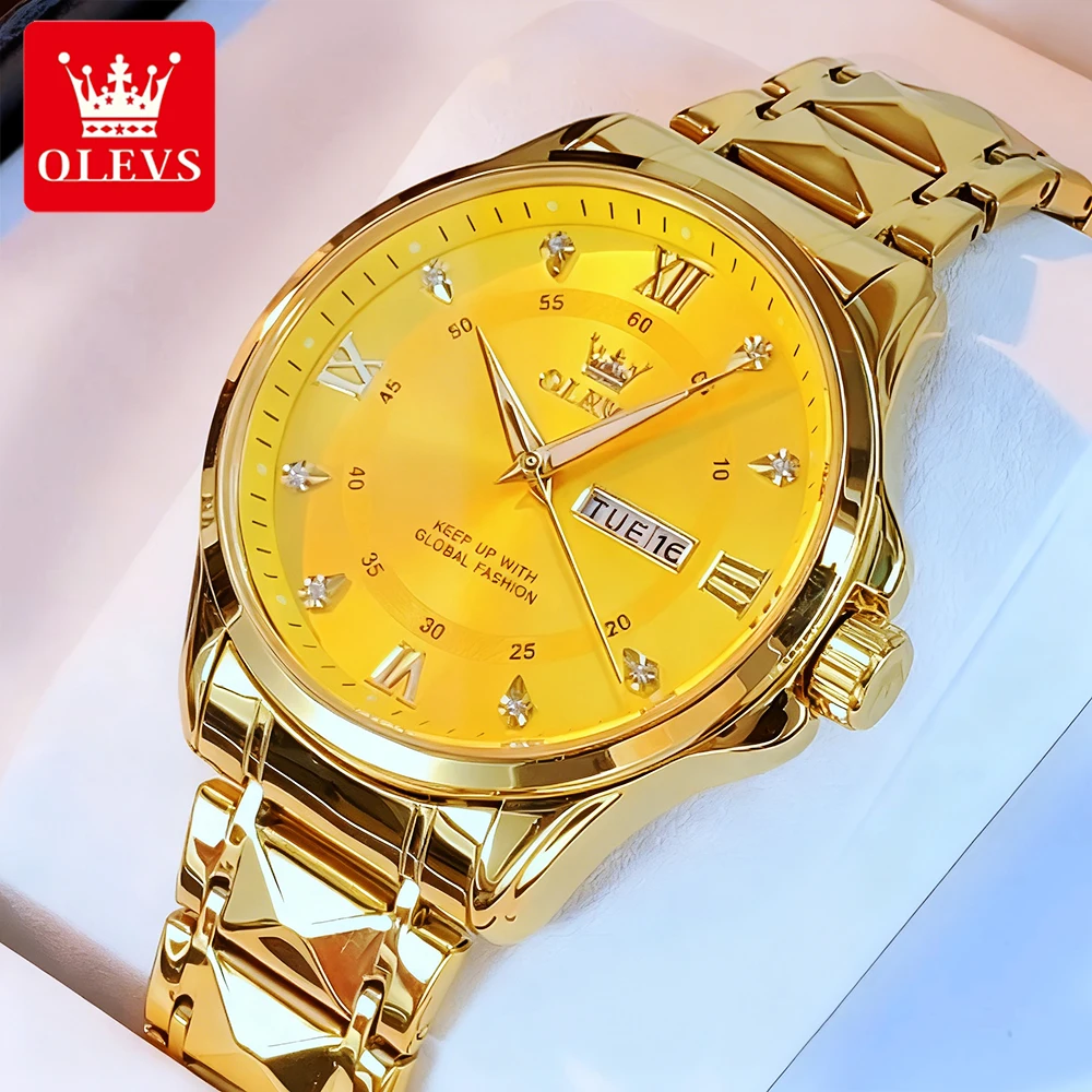 

OLEVS мужские часы, роскошные деловые часы с тонким стальным ремешком, оригинальные кварцевые наручные часы для мужчин, двойной календарь, водонепроницаемая светящаяся дата
