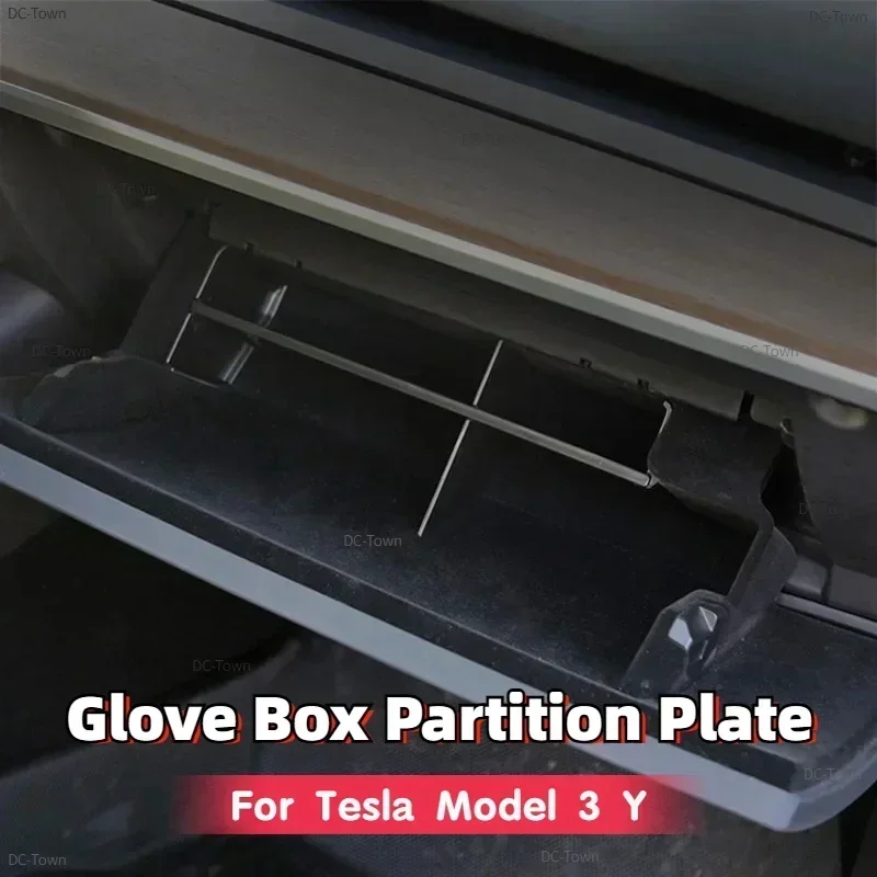 Glove Box Partition Plate for Tesla Model 3 Y Center Console Storage Organizer Glovebox Divider Copilot Storage Case Accessories