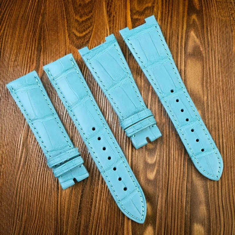 DIY Tiffany Bracelet blue For P-atek Nautilus P-hilippe 5711/5712/5980 Men crocodile skin Leather Watch Strap 25X12mm Watchband