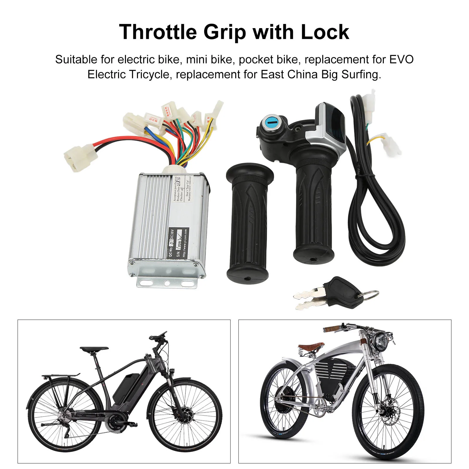 

Throttle Handle Grip 36V 1000W Motor Brushed Speed Controller with Locking Battery Display Throttle Twist Grip for Mini Bike