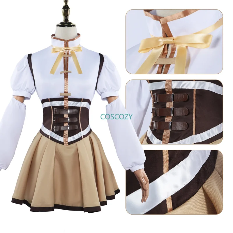 qq38Anime Puella Magi Madoka Magica disfraz ropa peluca uniforme Cosplay Tomoe Mami chica mágica Halloween mujer batalla D
