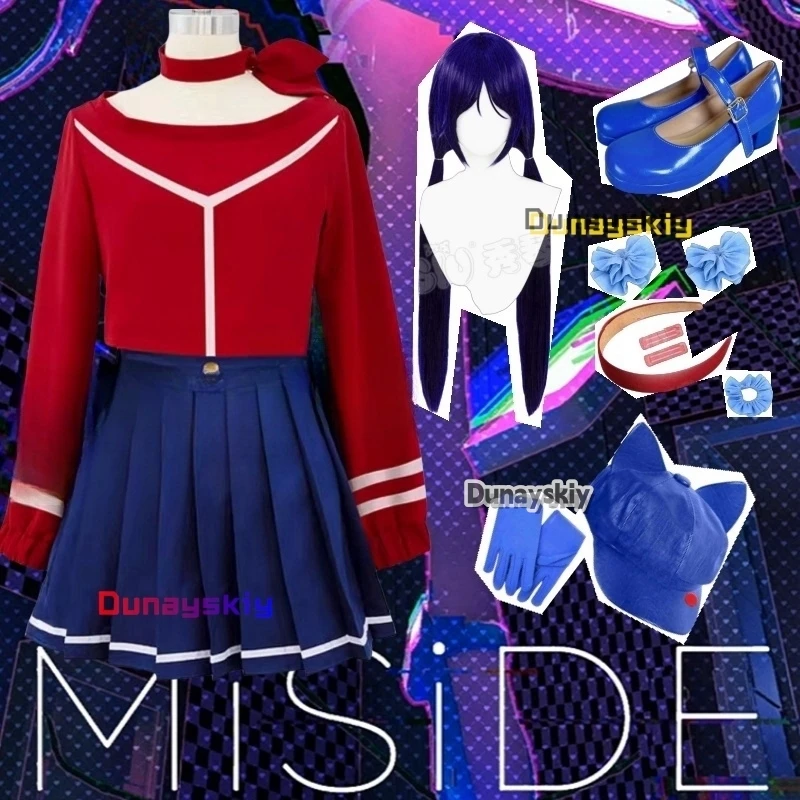 Game MiSide Crazy Mita Cosplay Costume Wig RolePlay Women Primary Yandere Outfit Halloween Creepy Mita Party Clothes