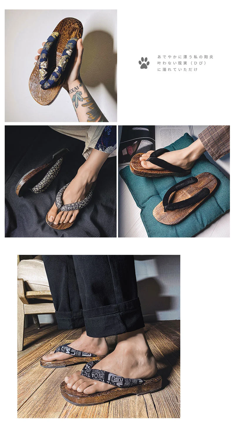 Herren-Slipper, 2022, neue japanische Fischgräten-Hausschuhe, Holz-Clogs, Geta-Flip-Flops, rutschfest, im Sommer, Cos-Schuhe – Detail 8
