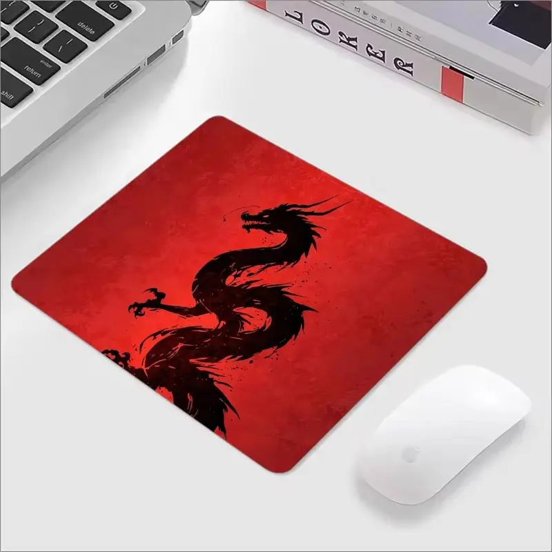 VIKAMA Grey Ink Dragon Large Desk Pad Black Background Oriental Myth Non Slip Rubber Mouse Mat Gaming Office Male Home Decor
