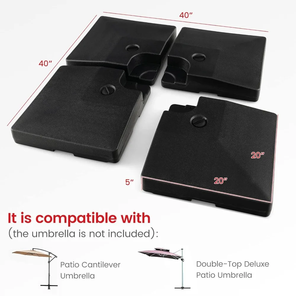 

284 Lbs Fillable Offset Patio Umbrella Base, 4PCS Umbrella Stand Water Sand Weight Umbrella, 4, Customized