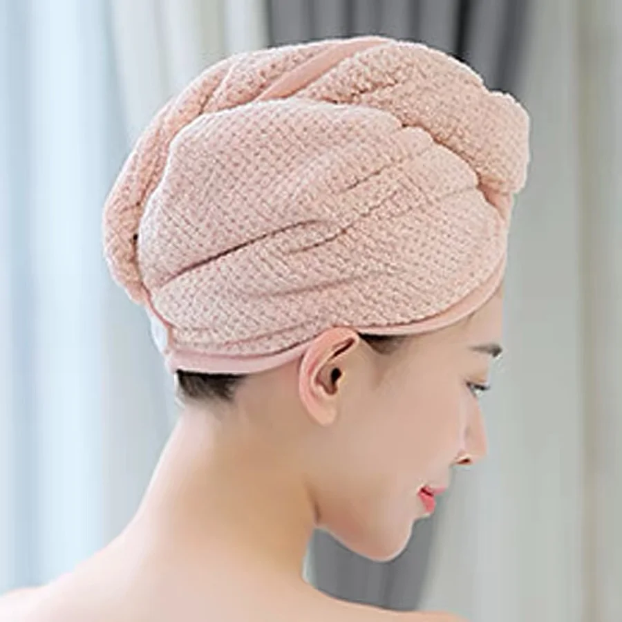 Pineapple Grid Coral Dry Hair Cap Thick Dense Highly Absorbent Quick Drying for Women Softer Towel Set Thick & Dense