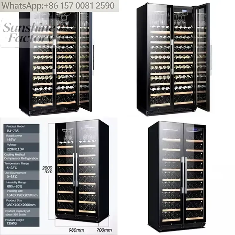 Thermostatic Wine Cabinet Frost Free Air-cooled bar Fridge Wine Cabinet UV Resistant Glass Door Wine Cabinet