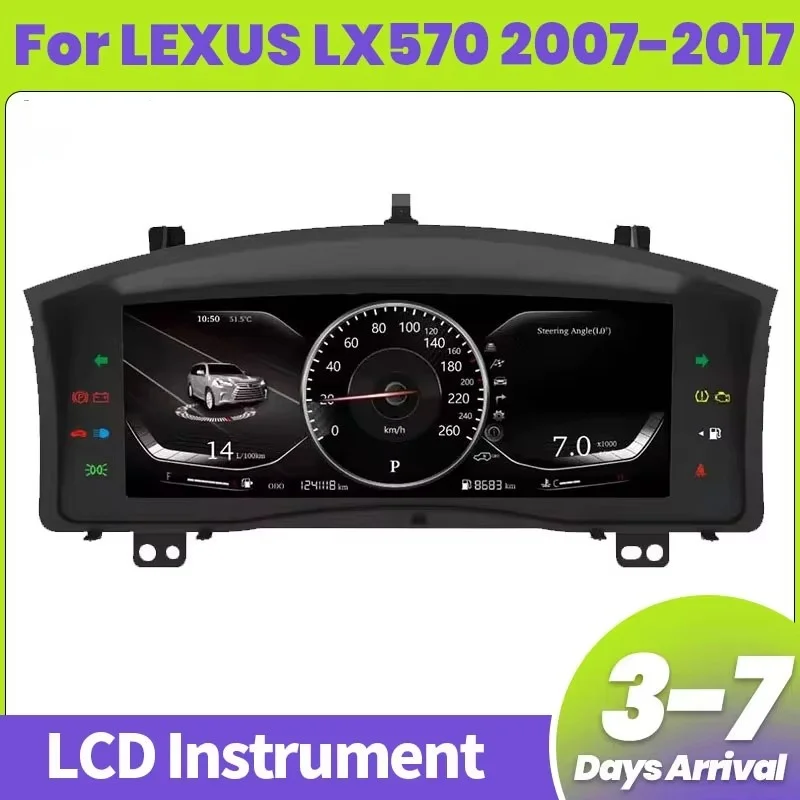 العنقودية الرقمية لكزس LX 570 LX470 LX460 LX570 J200 2007-2015 الظاهري قمرة القيادة سرعة متر لوحة سيارة عرض أداة