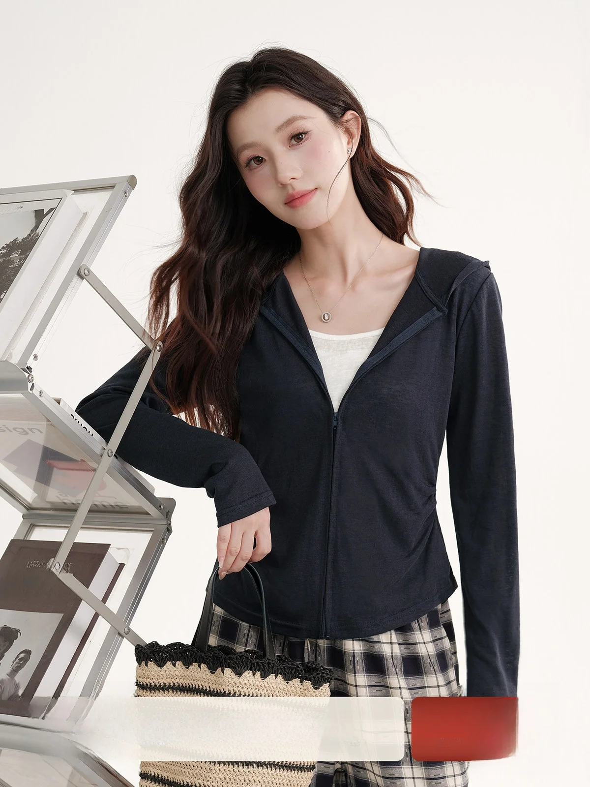 

Mu Easy Casual Hooded Sun Protection Thin ort Outerwear 2025 New Summer Women's Knitted Top Polyester Cotton Blend Outdoor