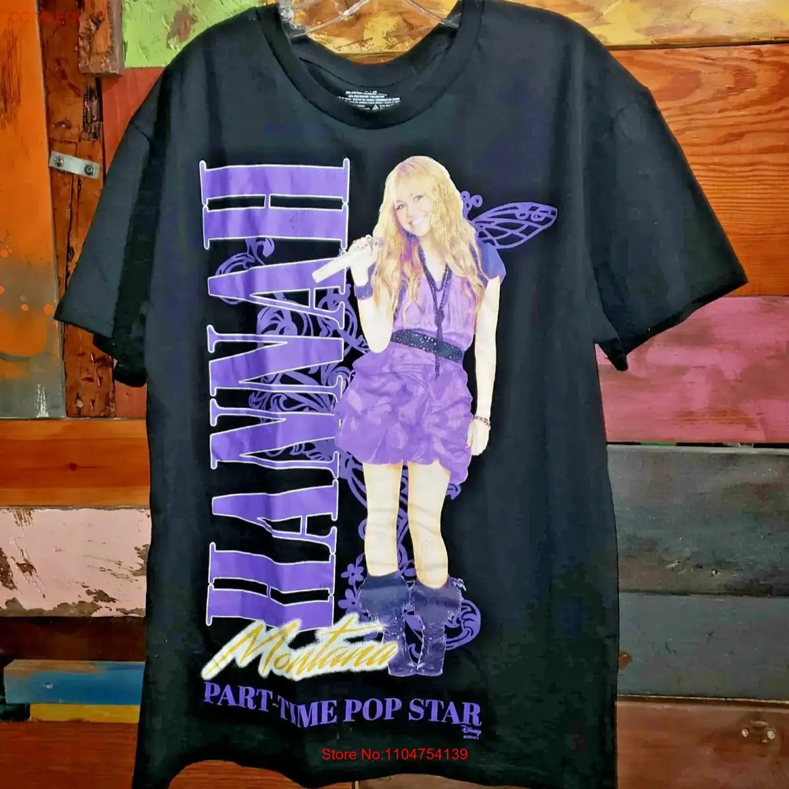 Hannah Montana T Shirt Men s Large Y2K Miley Cyrus Part Time Pop Star vintage Washed streetwear homme Stretched Comfortable