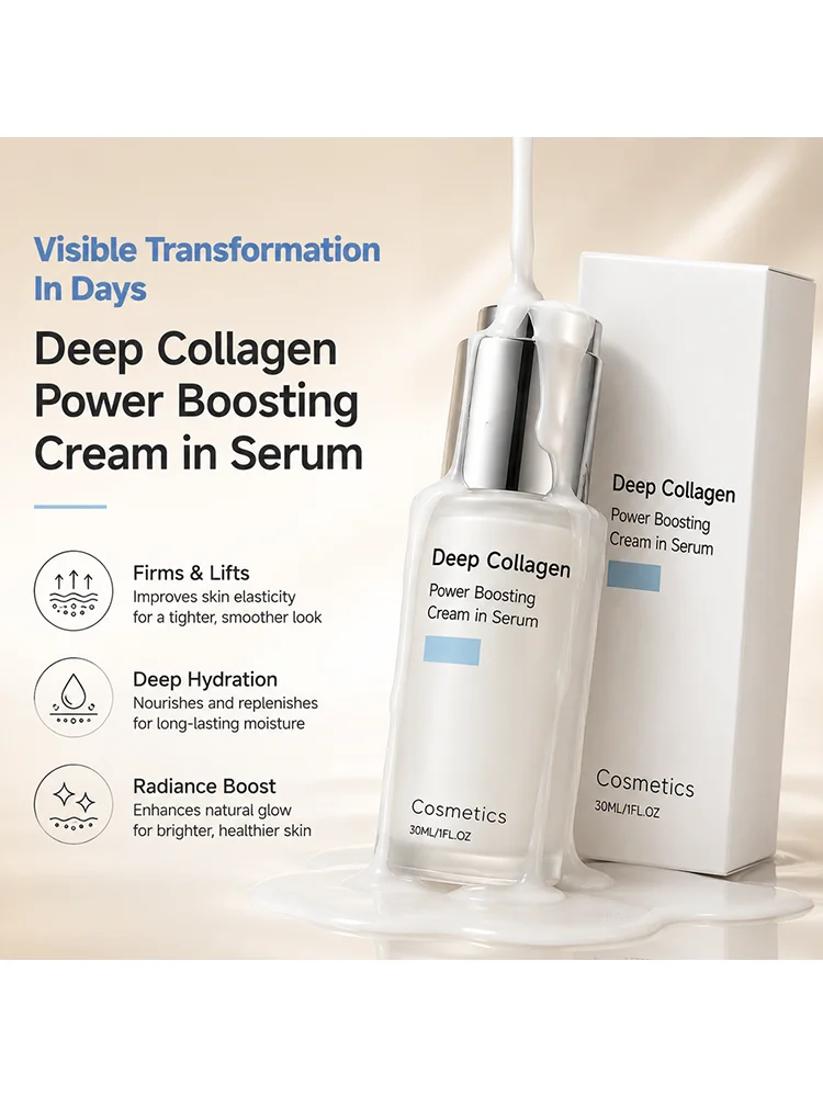 Tiefenwirksames Kollagenserum, Feuchtigkeitsspendend für Glattere Haut, Sofortiger Lifting-Effekt, Kaschiert Feine Linien, Anti-Falten, Steigert die Elastizität, Aufpolsterndes Serum