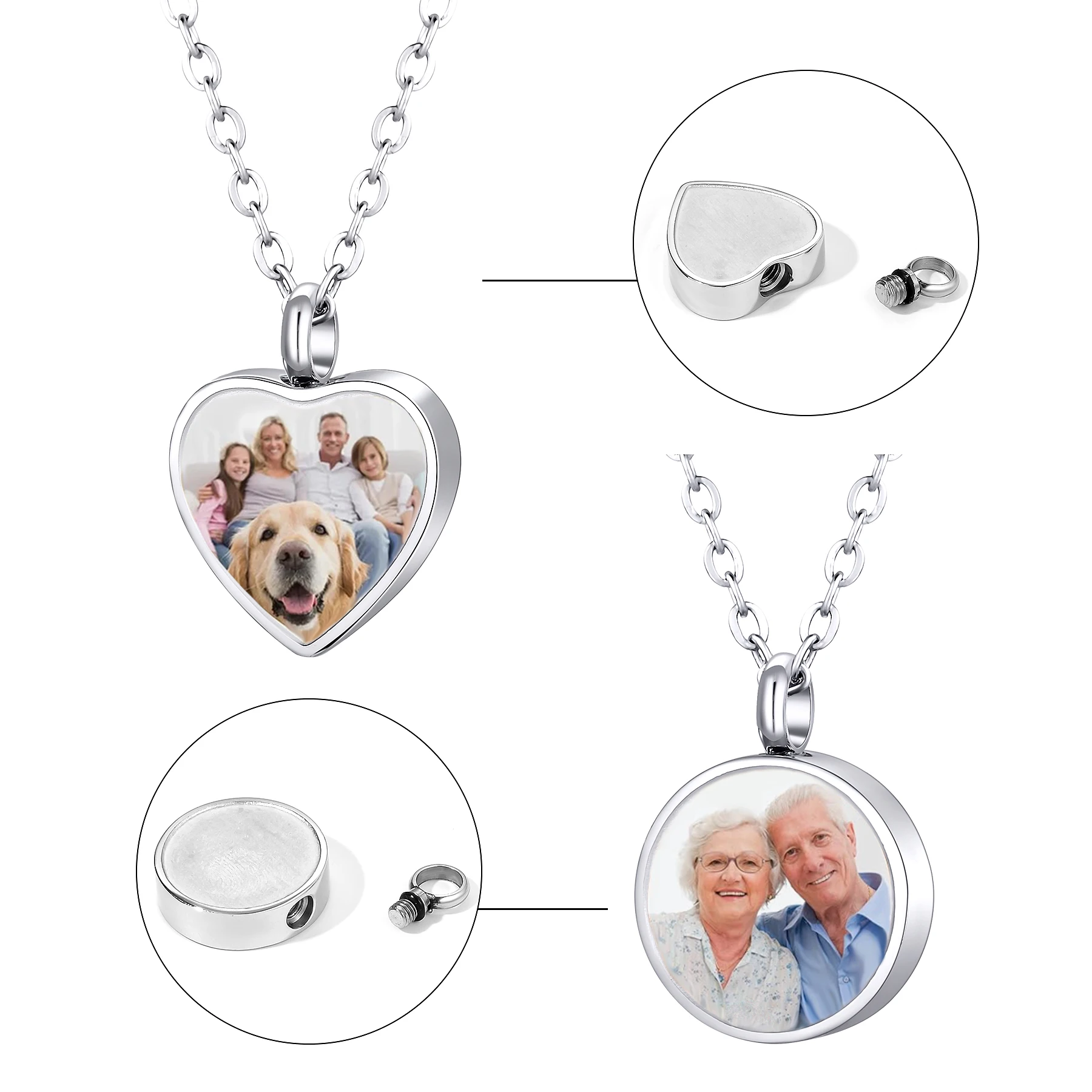 Individuelles Urnen-Medaillon mit Foto für Asche, Gedenk-Andenken-Schmuck aus Edelstahl, Erinnerungsgeschenk – Detail 4