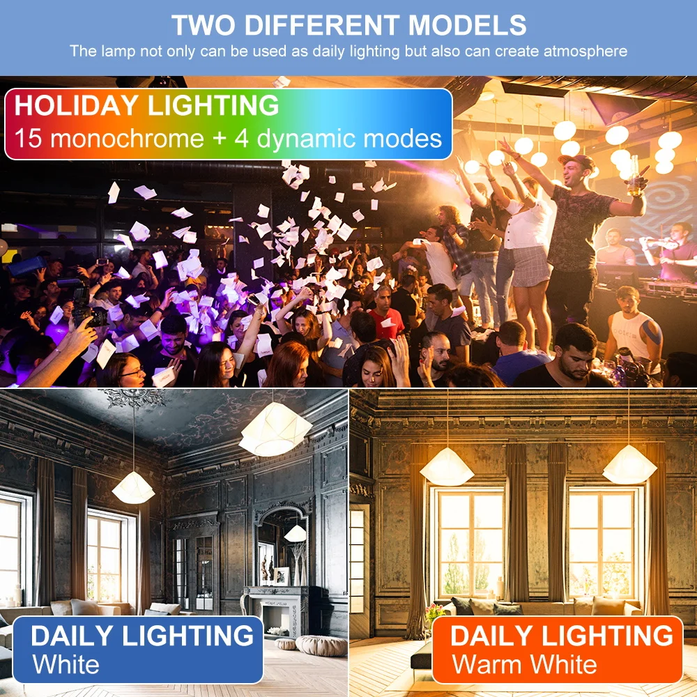 Ampoule LED RGB avec télécommande, lustre LED Proxy coloré pour la maison, lampes décoratives, 220V, 110V