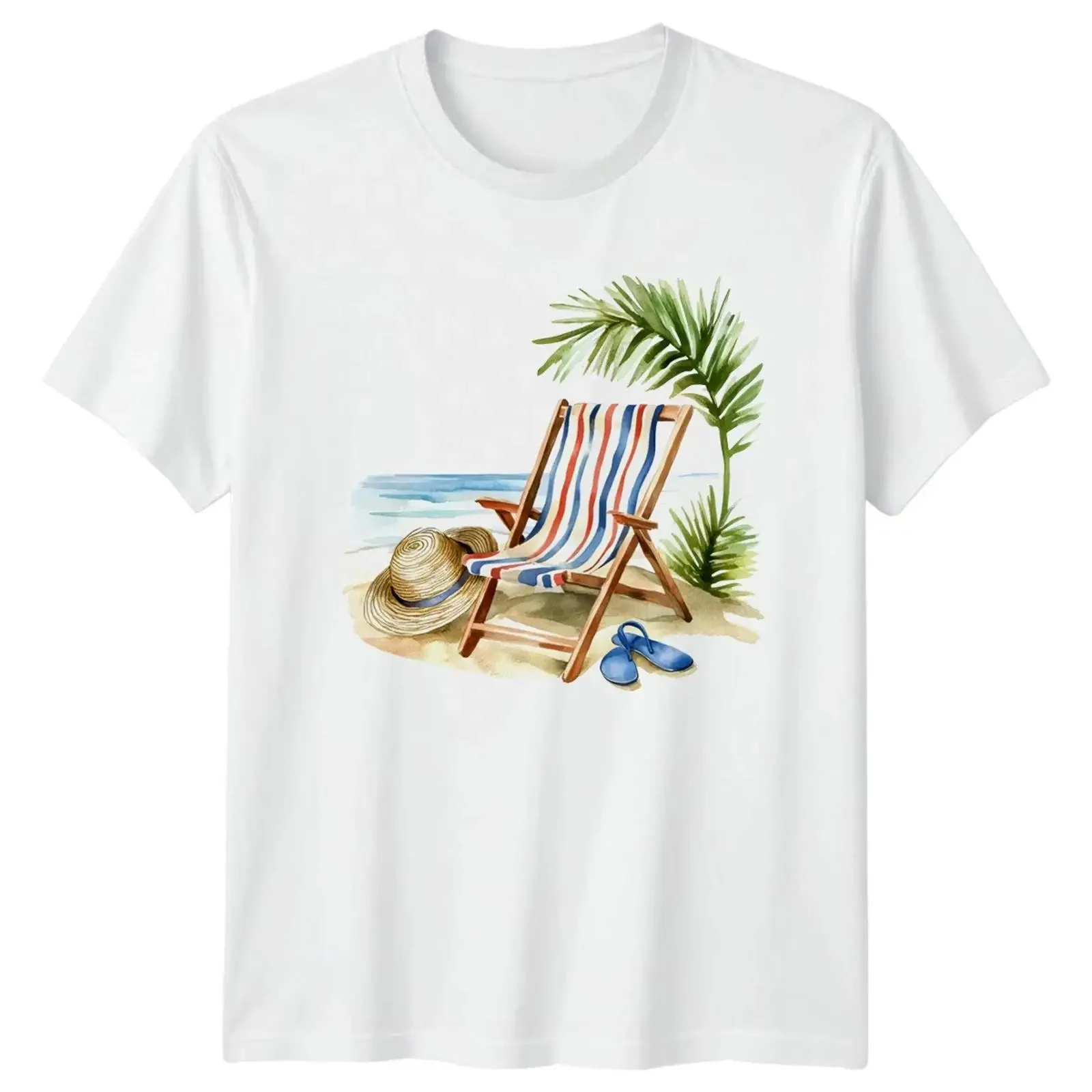 Strand Urlaub Liegestuhl Grafik T Shirt Reise Herren Damen  vintage Washed Unisex Casual Soft Stretched graphic fashion