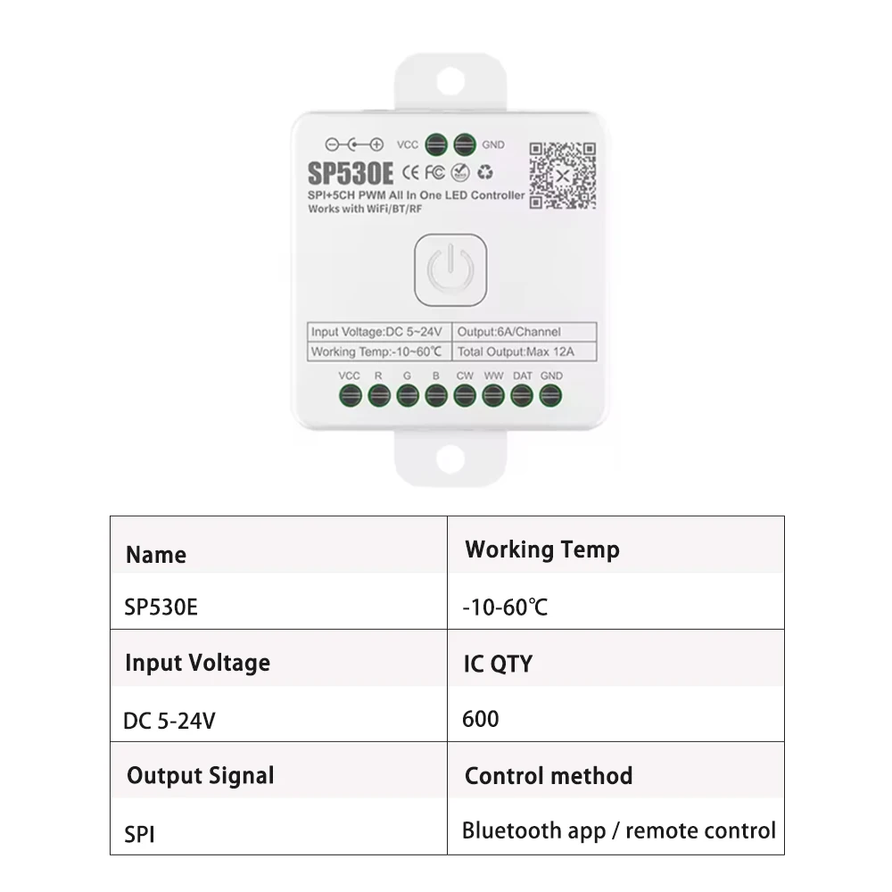 SP530E Smart Home LED Controller Dual-Mode APP Light Control IoT Multi-Functional Home Automation Main Control Chip
