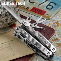 SWISS TECH 15 in 1 Multitool Folding Pliers Multifunction EDC Tool Pocket Knife Scissors Camping Outdoor Repairing Tools