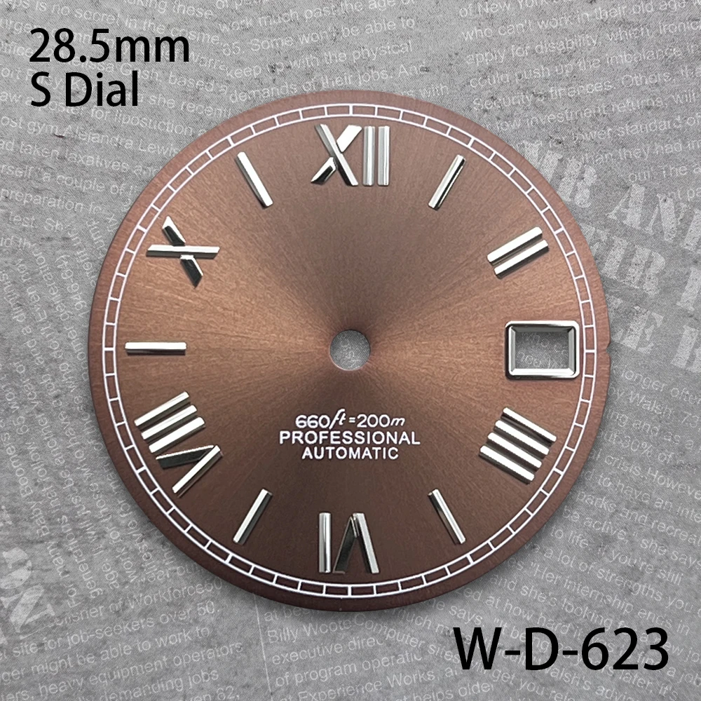 Mostrador com logotipo roma s de 28.5mm, adequado para movimento japonês nh35/nh36/4r/7s, acessórios de modificação de relógio sunburst de alta qualidade