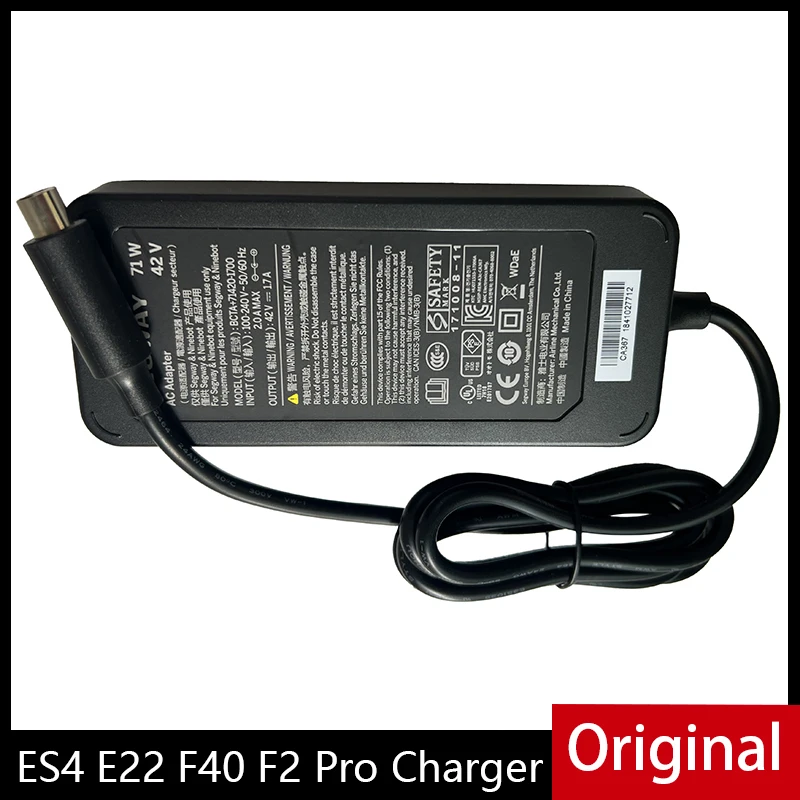 Cargador de batería Original para Segway ES4 ES1 ES2 E22 E25 F40 F30 F2 F2 Pro MAX G30 piezas de patinete eléctrico adaptador de corriente 42V 1.7A