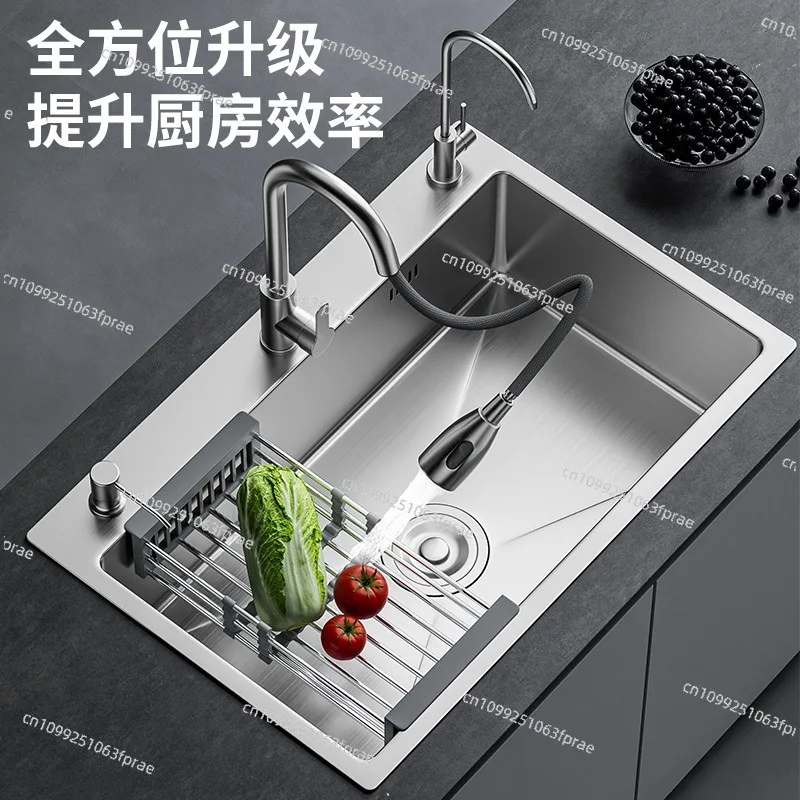 304 stainless steel sink large single tank thickened vegetable basin kitchen household sink