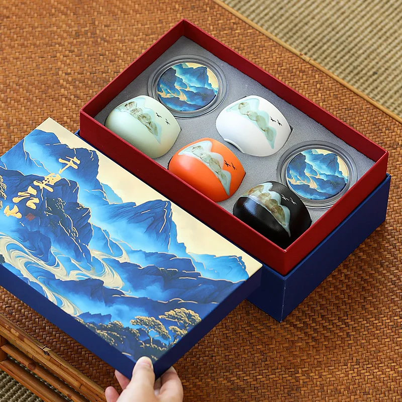 

Hand-painted Ceramic Tea Cup Set with Absorbent Coaster, Gift Boxed for Teachers, Elders, and Parents