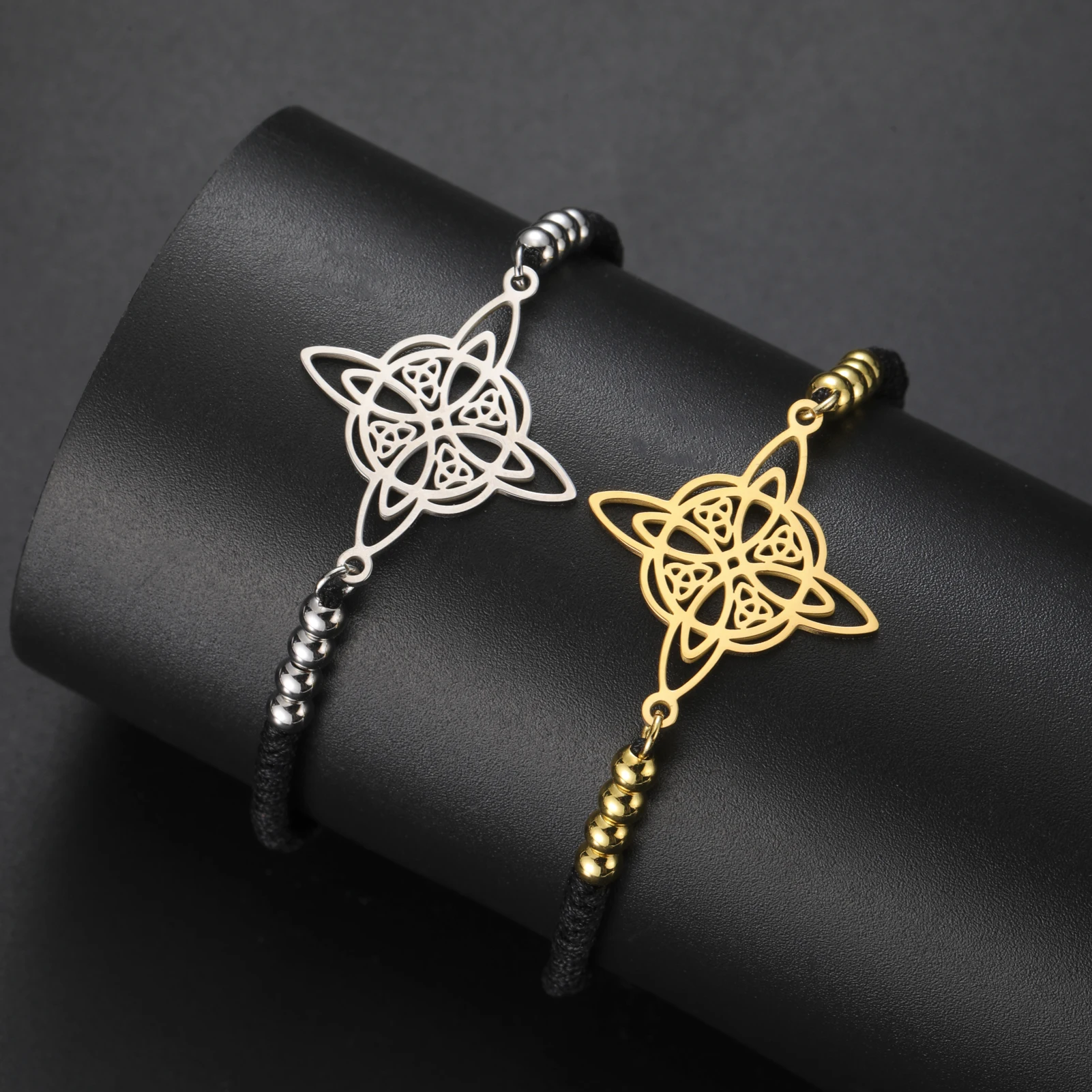 COOLTIME Irish Celtics Knoten Armband Edelstahl Gold Farbe Religion Amulett Armband Hip Hop Schmuck Geburtstagsgeschenk – Detail 17