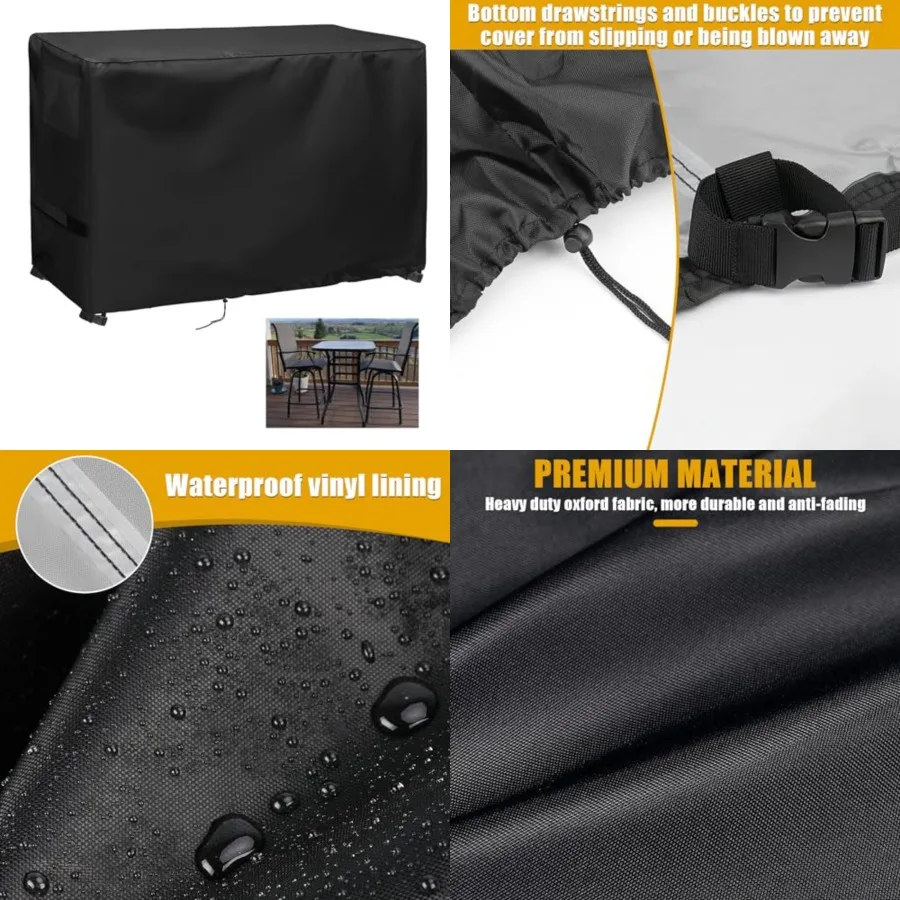 

Outdoor Table and Chair Set Cover, Waterproof Wicker Bar Cover for Outdoor Bistro Set with 2 Bar Chairs 70" L x 32" W x 48" H