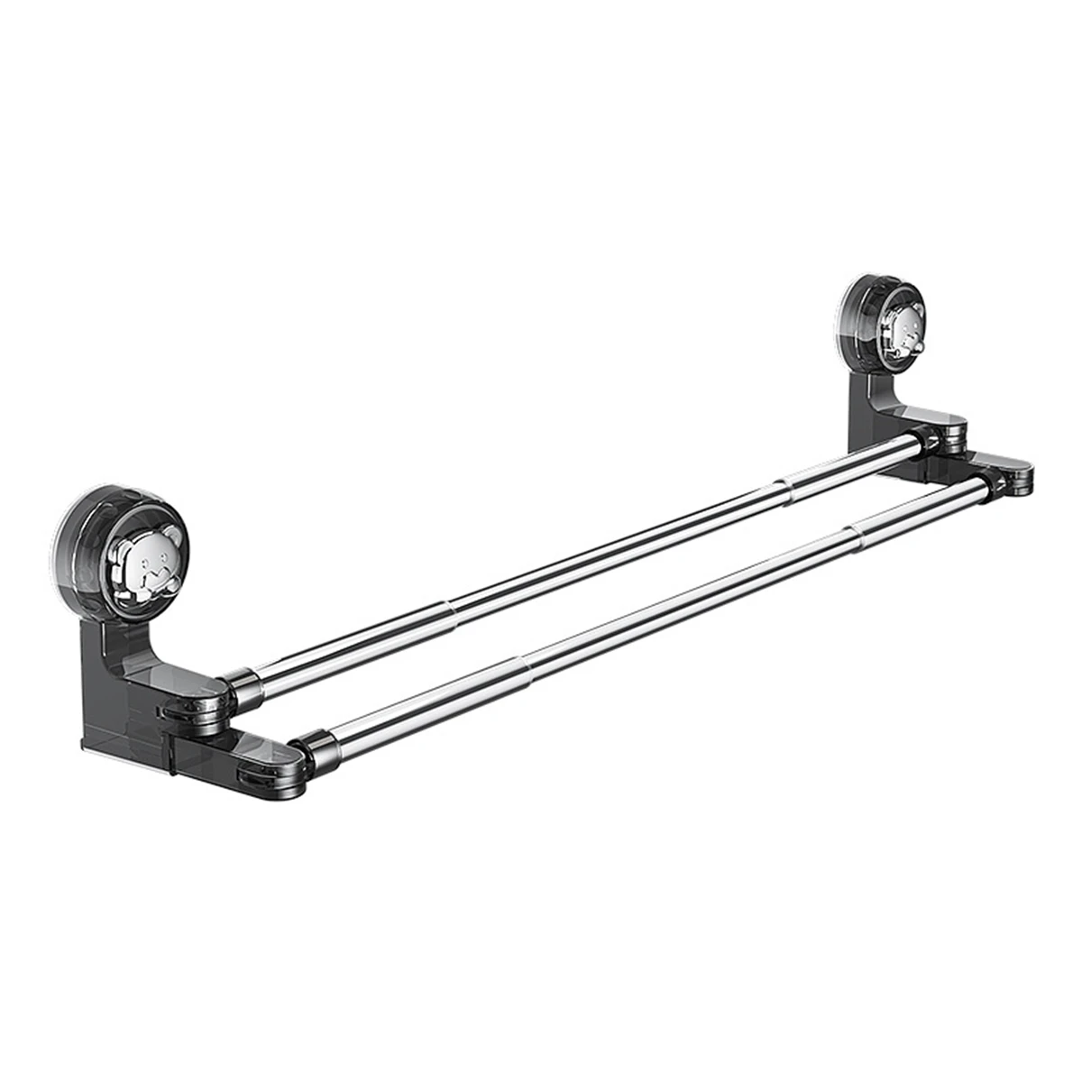 Removable Adjustable Double Towel Rack With Strong Suction Cups For Shower, Bathroom, Kitchen Storage Rack Toilet Fixtures