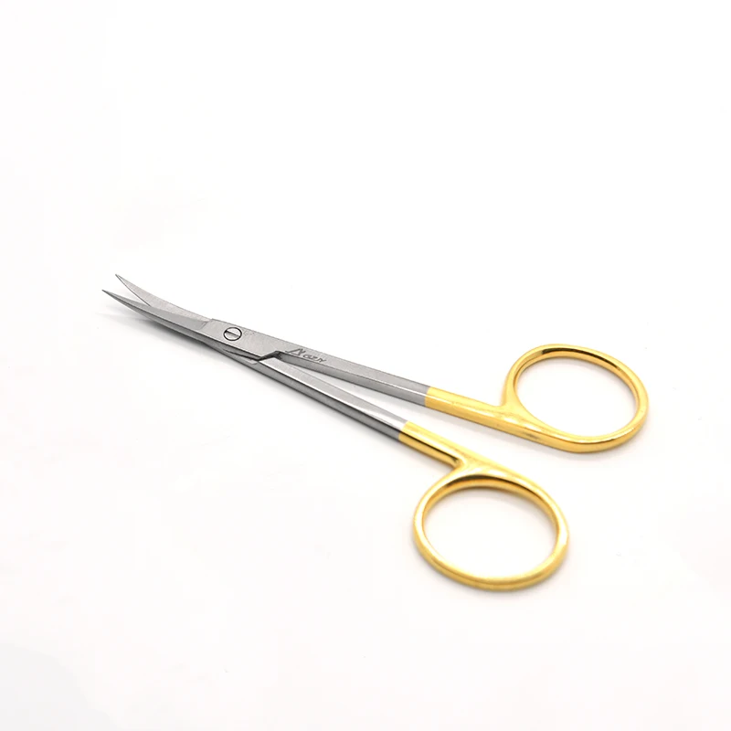 Iris Tissue Cutting Scissors Sharp Tip Gold Black Handle Straight Curved 10cm Ophthalmic Surgery Scissors