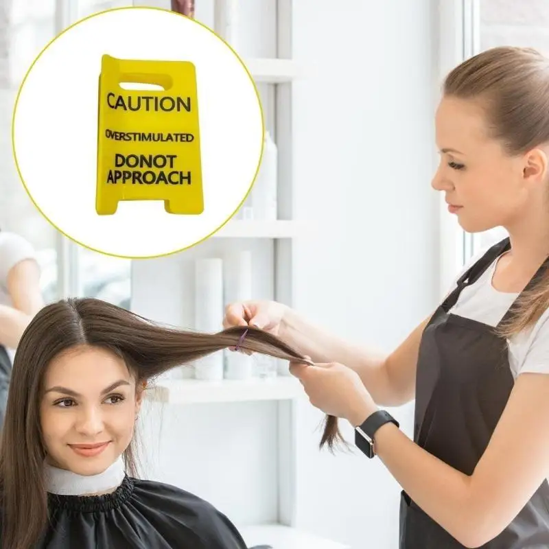 39BD Overstimulated Caution Sign Hair Claw Clip Fun Accessory for Fine Hair Gripper