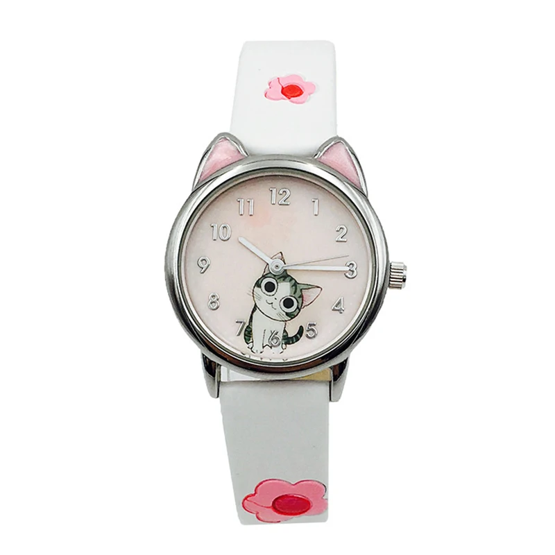 Montre à quartz analogique avec motif de chat fromage pour enfants, montres pour filles, horloge pour enfants, cadeau étudiant, mignon