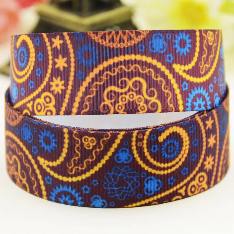 22mm 25mm 38mm 75mm Paisley pattern cartoon printed Grosgrain Ribbon party decoration 10 Yards satin ribbons