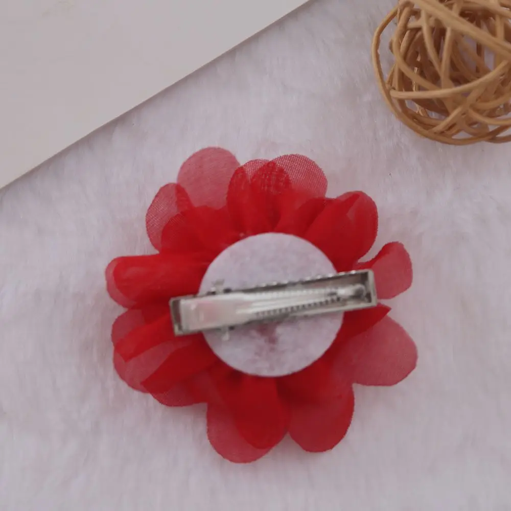 5 cm Satin Mini DIY Blumen Kinder Boutique Chiffon Blumen Weihnachten Hochzeit Mädchen Haarspangen oder Keine Clips Zubehör 30 teile/los – Detail 6