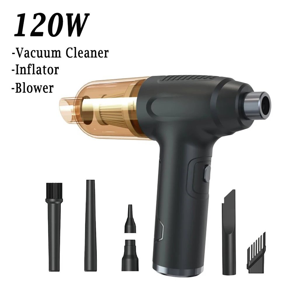 

120W Electric Vacuum Cleaner 3 in 1 Cordless Vacuum Cleaner Inflator Blower for Keyboard Laptop Car Floor Cleaning Rechargeable