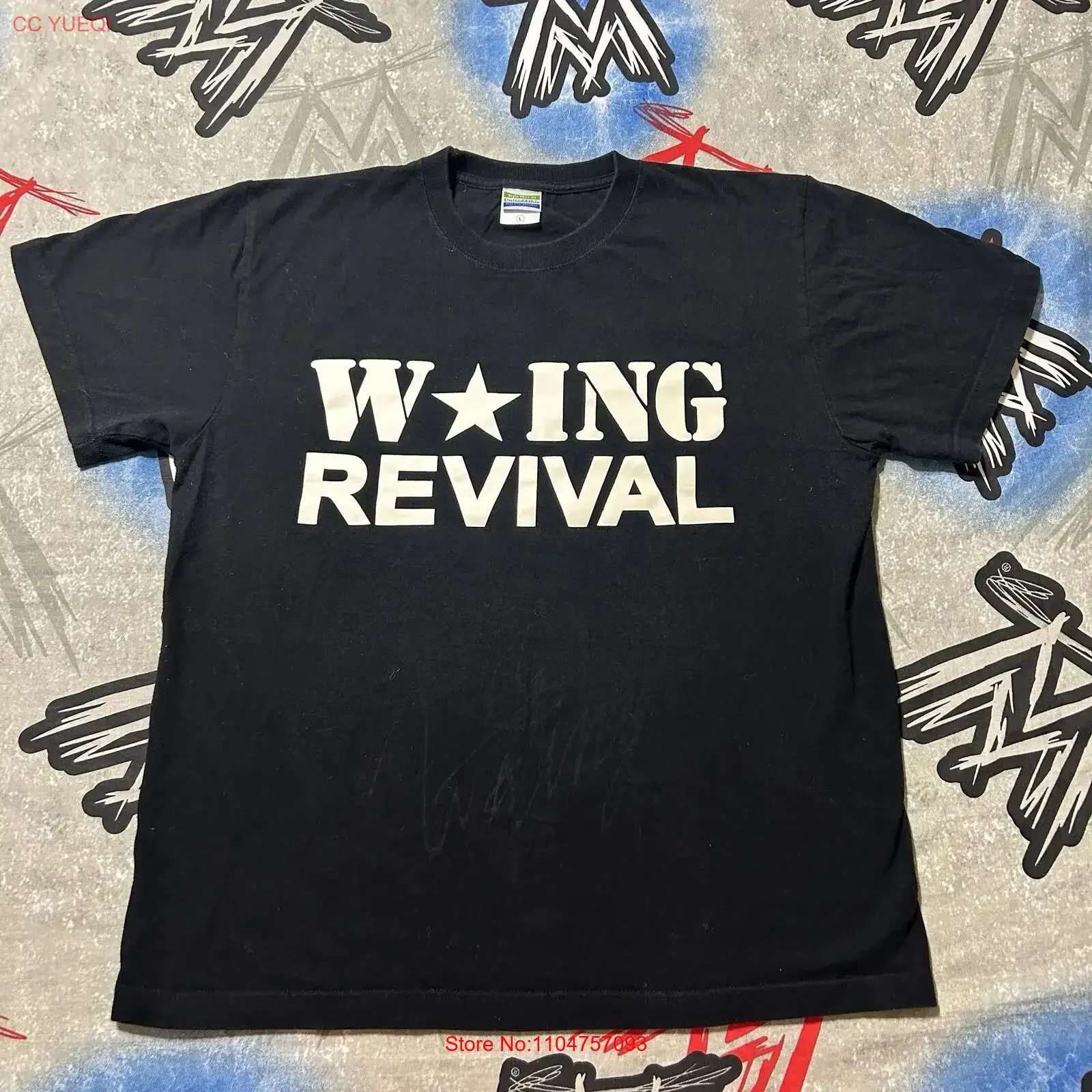 W ING Revival Wrestling NJPW Men's L T Shirt vintage Washed Slightly graphic Top For Everyday Wear Unisex Comfortable Casual