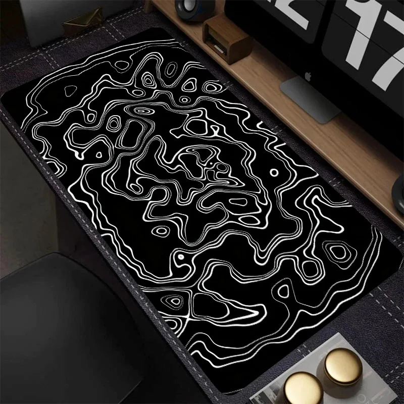 Black Flowing Liquid Mouse Pad,large Gaming Mouse Pad with Stitched Edges,XXL Keyboard Pad Suitable for Office and Gaming ESport