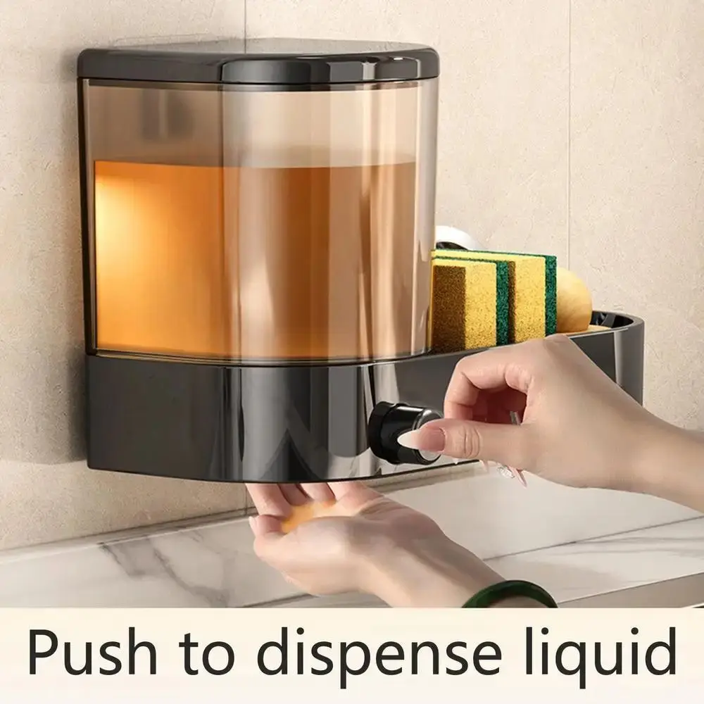 

with Drain Tray Wall Mounted Soap Dispenser Large Capacity Hand Press Dishwashing Liquid Holder Waterproof Space Saving