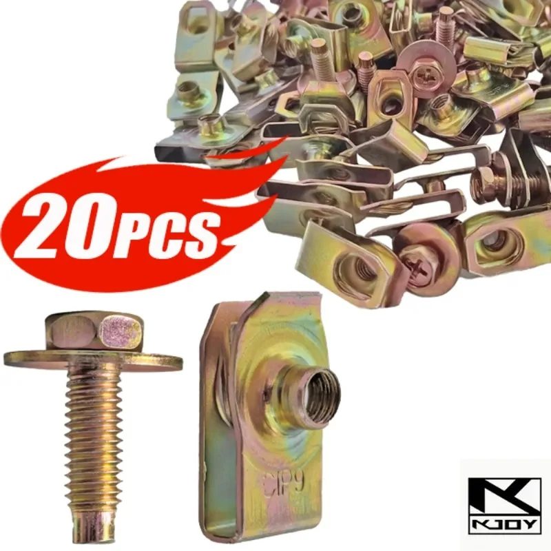 Parafusos de fixação para carroceria kkjoy, rebites, fixadores, parafuso M6, clipe com porca U, adequado para todos os veículos