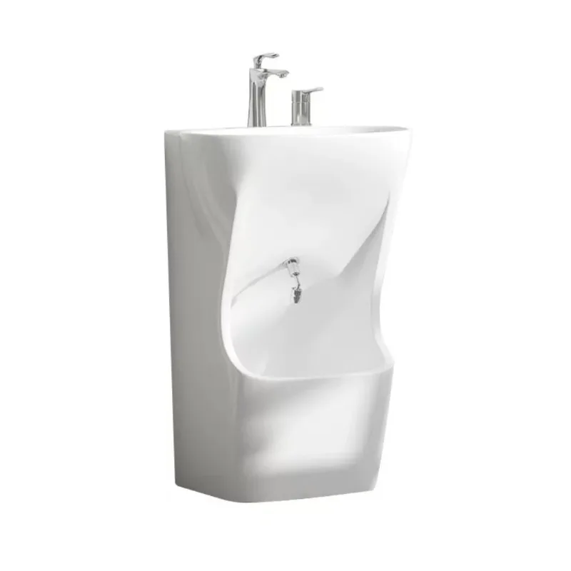 Column wash face and feet double basin balcony integrated ceramic wash hands and feet column high