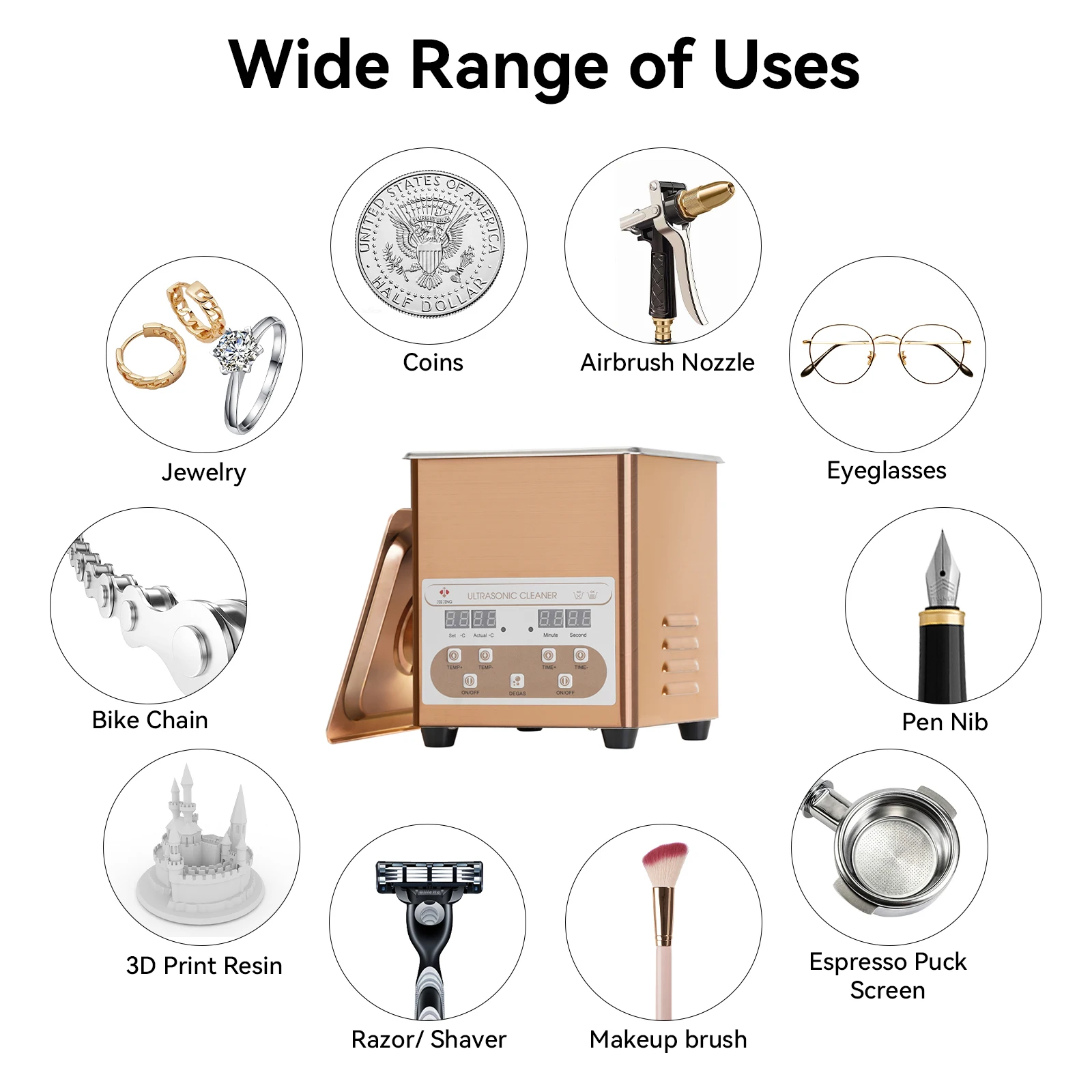 2L Ultrasonic Cleaner, 40kHz Ultrasonic Bath, Cleaning Machine For Jewellery, Glasses, Phone parts, Filters, Coins, Small Parts