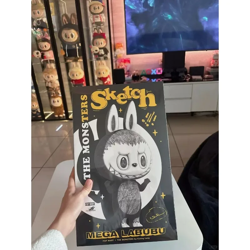 

POP MART MEGA LABUBU Sketch 400% Trendy Toy Big Kid Action Figure Art Display Original Collection Surprised Toys Gifts