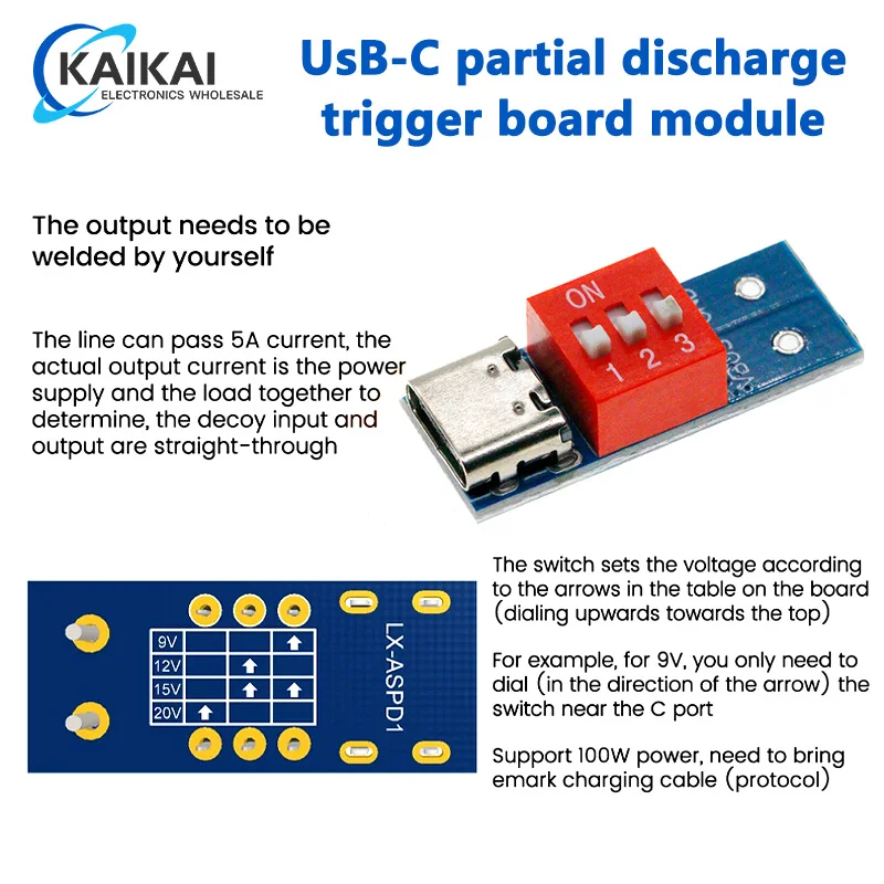 USB-C PD Trigger Board Module PD/QC Decoy Board Fast Charge USB Type-c to 12v High Speed Charger Power Delivery Boost Module