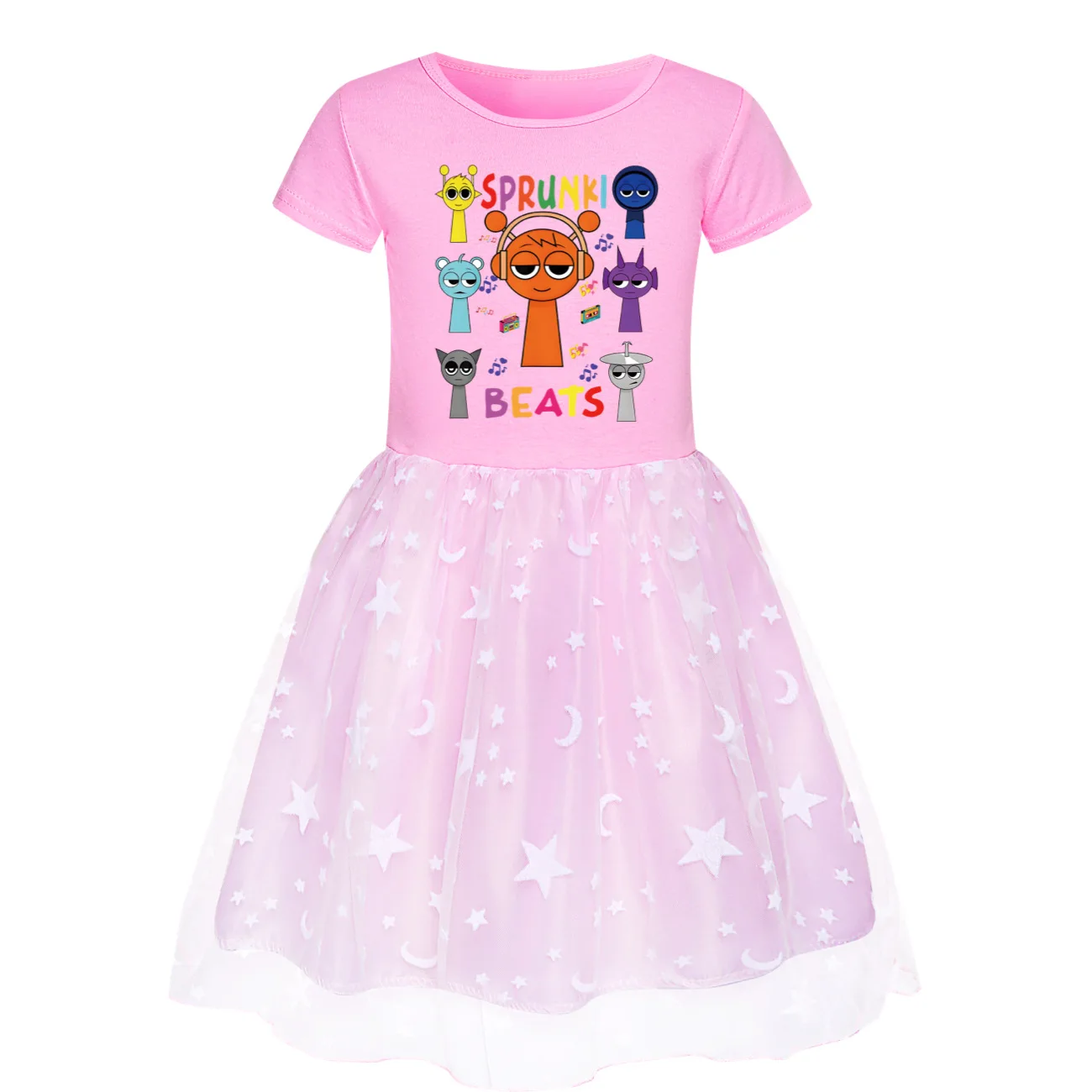 Summer Cartoon Sprunki Kids Dress Fashion Baby Girls Lace Dress Children Wedding Birthday Party Costume Party Vestidos