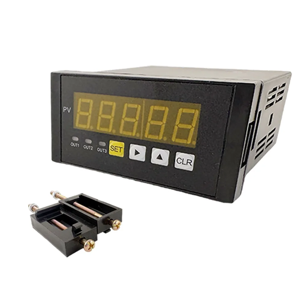 5-Digit LED Digital Force Indicator Display Meter with Mounting Clamp Bracket ForStrain Gauge Load Cell Industrial Force Control
