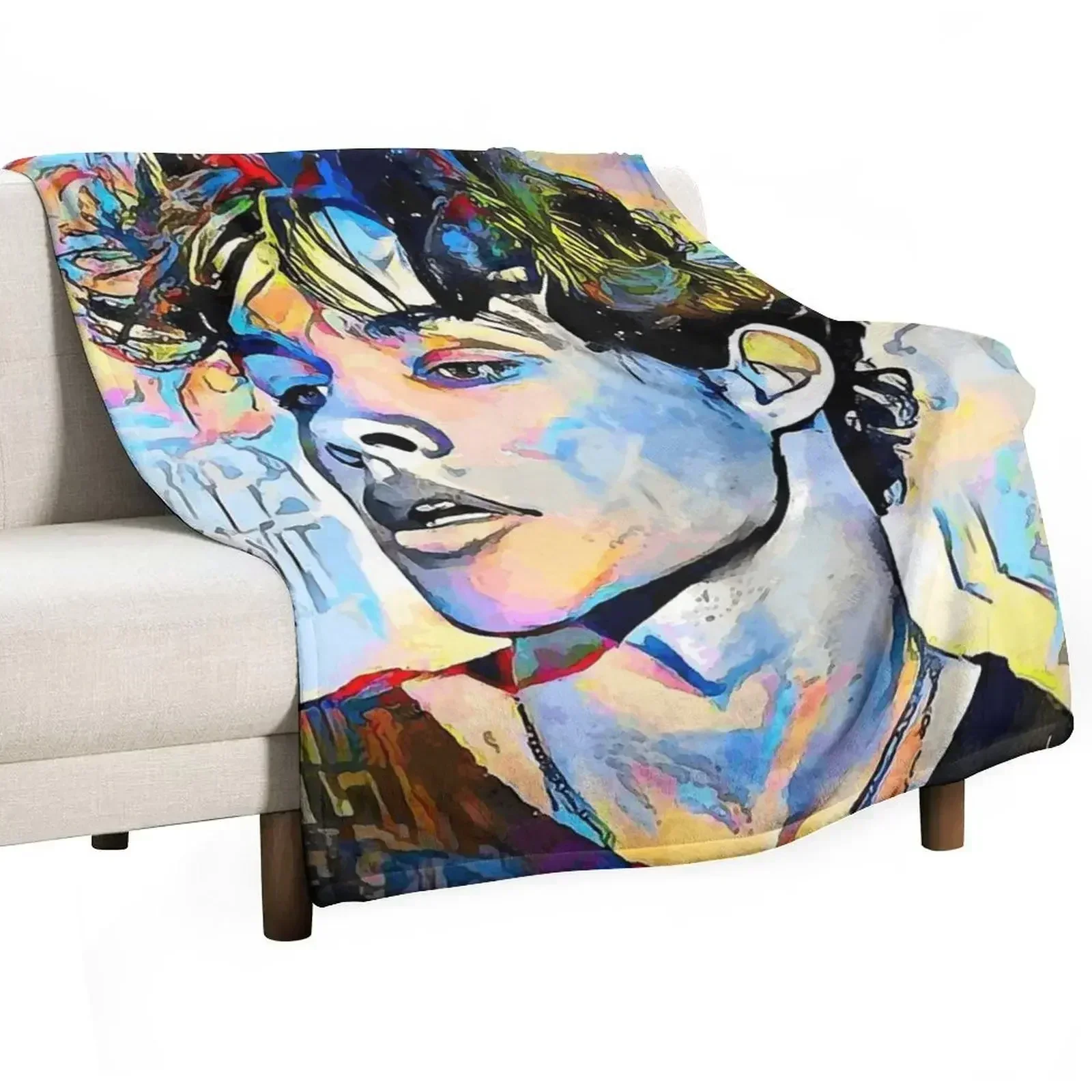 Manta con diseño de retrato de Curran Walters, manta plegable, suave y cálida para uso en exteriores