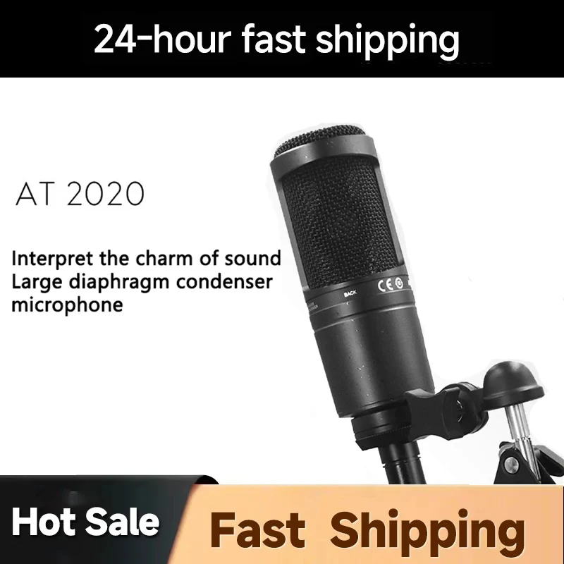 

Audio-Technica AT2020 Wired XLR Condenser Microphone Professional Live Recording Vocal Pro Studio Karaoke Mic