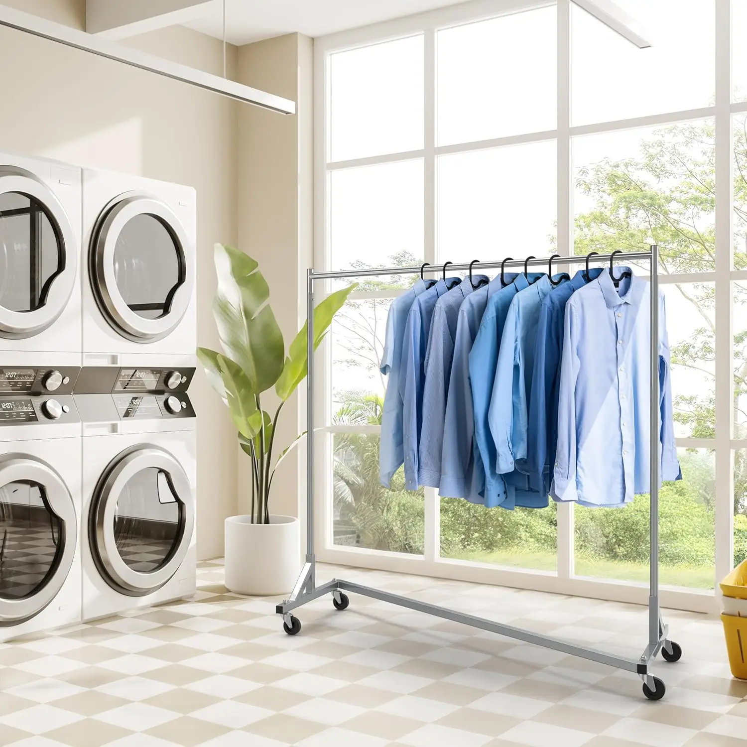 Industrial Grade Z-Base Garment Rack, 400Lb Load With 62In Extra Long Bar