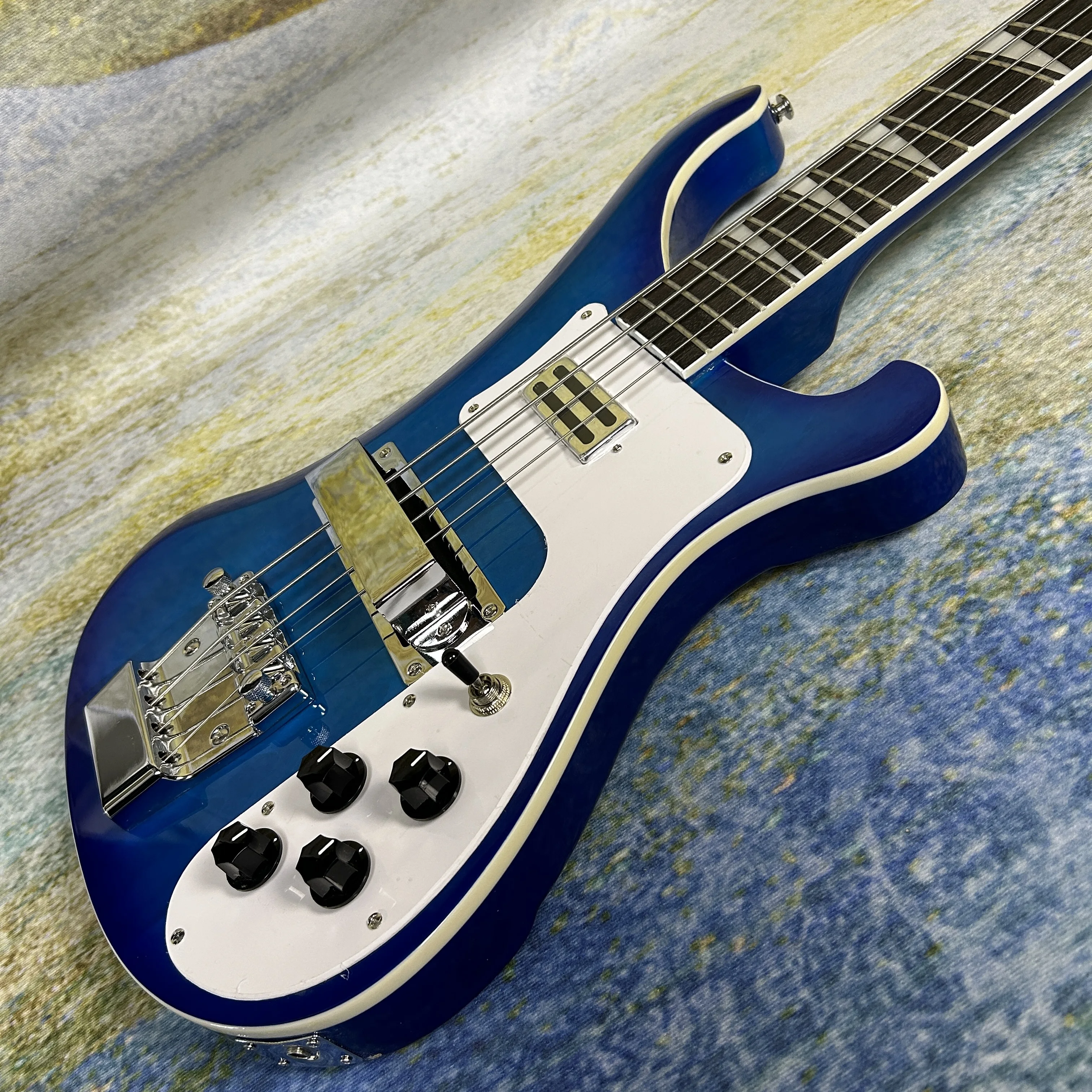 Bass Electric Guitar, Basswood Body, Transparent Blue Color, Rosewood Fretboard, Free Ship, Gleeson