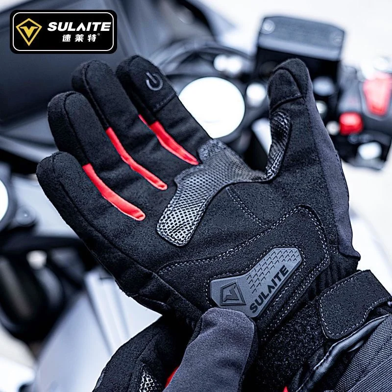Motorcycle Cold Gloves Winter Velvet Warm Windproof Locomotive Riding Waterproof Carbon Fiber Retro Leather Gloves